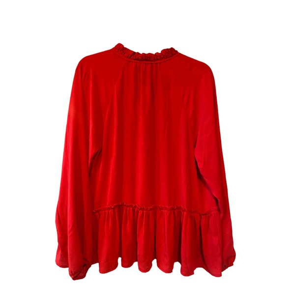 LOFT Red Ruffle Blouse - Picture 5 of 9